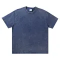 Heavyweight 300g acid-washed vintage cotton T-shirt featuring a blue snow wash finish - S / Sapphire Blue