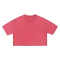 Trendy ruimvallend cropped T-shirt in vintage gewassen rood met klassieke ronde hals - Donkerrood