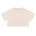 Camiseta crop top minimalista de algodón para mujer en rosa claro beige, de manga corta. - M / Tops / Beige