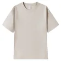 T-shirt beige en pur coton épais 230g à col rond et coupe décontractée pour hommes et femmes - S / Hauts / Gris Mouette