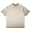 Camiseta oversize de algodón 260g con lavado degradado de estilo retro - S / Tops / Caqui Degradado