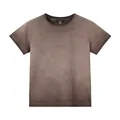 T-shirt da donna vintage lavata grigio-marrone a girocollo a maniche corte slim fit - Caffè Sfumato