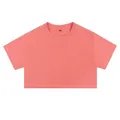 Camiseta corta rosa coral de algodón puro para mujer con un estilo de ajuste holgado - M / Tops / Rojo Ladrillo