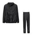 Detalle del conjunto de chándal negro de dos piezas para mujer con chaqueta y pantalón - S / Top y Pantalones / Negro