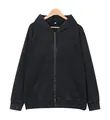 Vintage gewaschener, distressed oversized Kapuzenpullover in Anthrazitschwarz für Streetwear - S / Oberteile / Reißverschluss / Schwarz