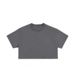 Camiseta corta de algodón gris oscuro informal para mujer en gris antracita - M / Tops / Gris Jaspeado Oscuro