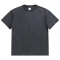 Premium heavyweight 280g vintage washed grey oversized cotton crew neck T-shirt for men - XL / Tops / Black