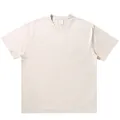 Oversized heavyweight vintage washed cotton T-shirt in light beige color. - Batik Apricot