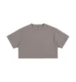 Camiseta corta de algodón para mujer en color topo, top suelto casual de manga corta - M / Tops / Caqui