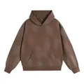 Vintage washed brown gradient oversized hoodie with kangaroo pocket and ribbed cuffs - S / Tops / Gradient Coffee
