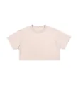 Camiseta corta holgada de algodón puro para mujer en beige para un look de verano elegante y casual - M / Tops / Trigo