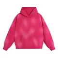 Vintage washed pink gradient oversized hooded sweatshirt for a retro street look - S / Tops / Gradient Rose Red