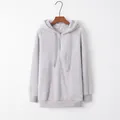Soft and cozy light grey women's fuzzy hooded fleece sweatshirt featuring a half-zip - S / Tops / Light Gray