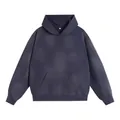 Vintage washed gradient oversized hoodie with a unique distressed dark grey finish - S / Tops / Gradient Navy Blue