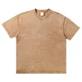 Vintage brown acid-washed 300g heavy cotton oversized T-shirt with drop shoulders - S / Coffee