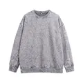 Oversized acid-wash sweatshirt met gekreukte textuur in grijsachtig paars - S / Tops / Grijs