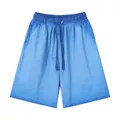 Short en coton lavé vintage avec dégradé bleu et taille à cordon de serrage - S / Bas / 320g/Paquet / Bleu Saphir Dégradé