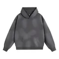 Premium oversized washed dark gray hooded sweatshirt with vintage gradient effect - S / Tops / Gradient Dark Gray