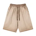 Short vintage délavé en coton haut de gamme avec dégradé de couleurs et cordon serrage - S / Bas / 320g/Paquet / Kaki Dégradé