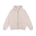 Vintage washed light beige zip-up hoodie in oversized 350g terry cotton fabric - S / Tops / Apricot
