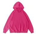 Oversized acid-washed vintage hoodie in fuchsia pink with a front kangaroo pocket - S / Tops / Rose Red