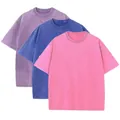 Premium set of three 230g heavy cotton vintage acid washed t-shirts in various colors - S / Tops / 3-Pack / Combination 8