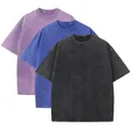3-pack 230g heavy cotton vintage washed oversized t-shirts in purple blue and black - S / Tops / 3-Pack / Purple/Blue/Black