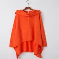 Oversize-Kapuzenpullover in kräftigem Orange mit asymmetrischem Saum für Damen - Orange