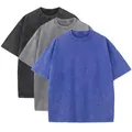 Three-pack 230g heavyweight acid wash distressed cotton oversized t-shirts in various colors - S / Tops / 3-Pack / Combination 11