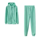 Ensemble de sport deux pièces vert menthe décontracté avec sweat à capuche et pantalon - Cyan