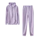 Ensemble sweat à capuche et jogging 2 pièces violet lavande pour femme avec cordons - Violet