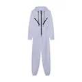 Professional women's white hooded long sleeve zip-up jumpsuit for sports and casual daily wear - S / Top And Bottom / White