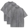 3-pack premium heavyweight 230g cotton vintage washed gray short sleeve t-shirts for men - S / Tops / 3-Pack / Gray