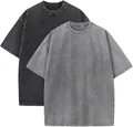 Set of two vintage acid wash heavy cotton t-shirts in dark and light grey colors - S / Tops / 2PCS / Dark Grey + Light Grey