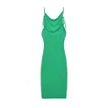 Elegant green cowl neck backless bodycon knit midi dress detail view for summer fashion - S / Dresses / Green