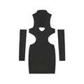 Sexy black cutout bodycon mini dress set with matching separate arm sleeves for women - S / Dress With Sleeves Set / Black