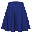 High-waist navy blue A-line skater skirt with elastic waistband for summer sports - Blue