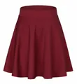 Detailed view of a wine red high-waisted A-line pleated mini skirt for sports and casual wear - S / Bottoms / Burgundy