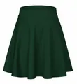 Detailed view of high-waisted A-line pleated sports skirt in dark green color - S / Bottoms / Green
