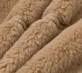 Macro view showing the soft and dense texture of tan faux rabbit fur winter coat - S / Tops / Khaki