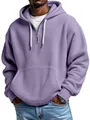 Primer plano de una sudadera con capucha de punto gofrado lavanda para hombre con cremallera - S / Tops / Púrpura