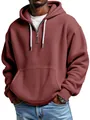 Detalle de sudadera con capucha para hombre en tejido gofrado rojo ladrillo - S / Tops / Rojo Ladrillo