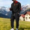 Schwarzer 2-teiliger Herren-Trainingsanzug mit Half-Zip-Sweatshirt und Cargo-Jogginghose - Schwarz