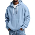 Premium light blue waffle knit quarter-zip hoodie for men, stylish casual athletic top - Light Blue