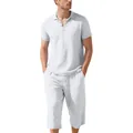 Conjunto premium de polo de lino blanco de verano para hombre con pantalones cortos - S / Top Y Pantalón / Blanco