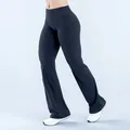Black high waisted flared yoga pants with soft double-sided brushed fabric for fitness - XS / Bottoms / Black