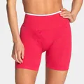 Nahtlose Yoga-Shorts mit Leopardenmuster in Rot für Damen mit weißem Taillenabschluss - Himbeer Leopard