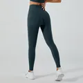 Leggings da yoga a vita alta verde petrolio senza cuciture effetto push-up per donna - Verde Scuro