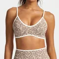 Professional seamless leopard print sports bra and high-waist leggings set for yoga - XS / Tops / Cream Leopard