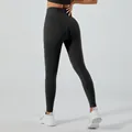 High-waisted black yoga pants with butt-lifting design for fitness and running sessions - S / Bottoms / Black